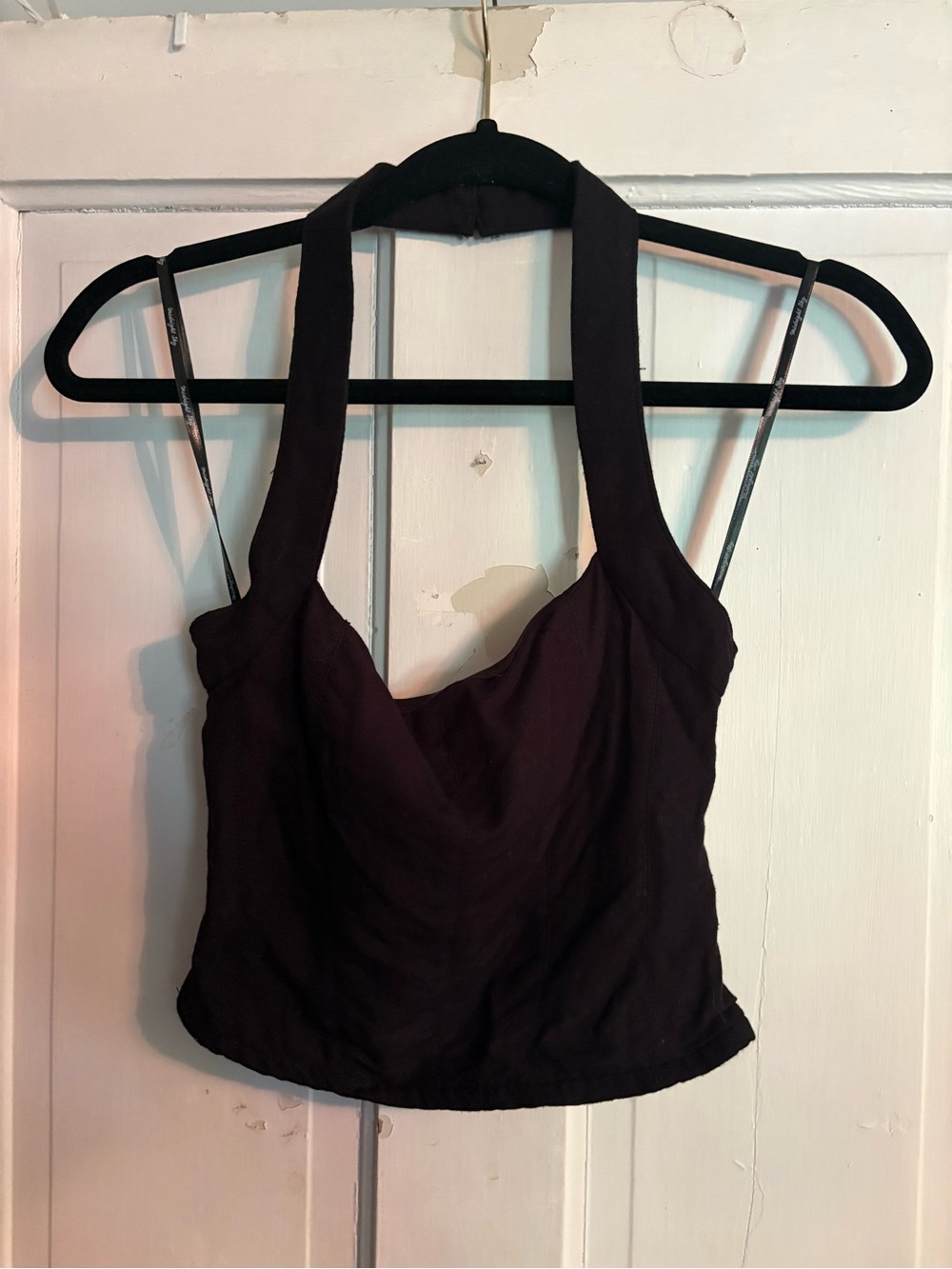 Sleek Black Halter Crop Top, only worn once.